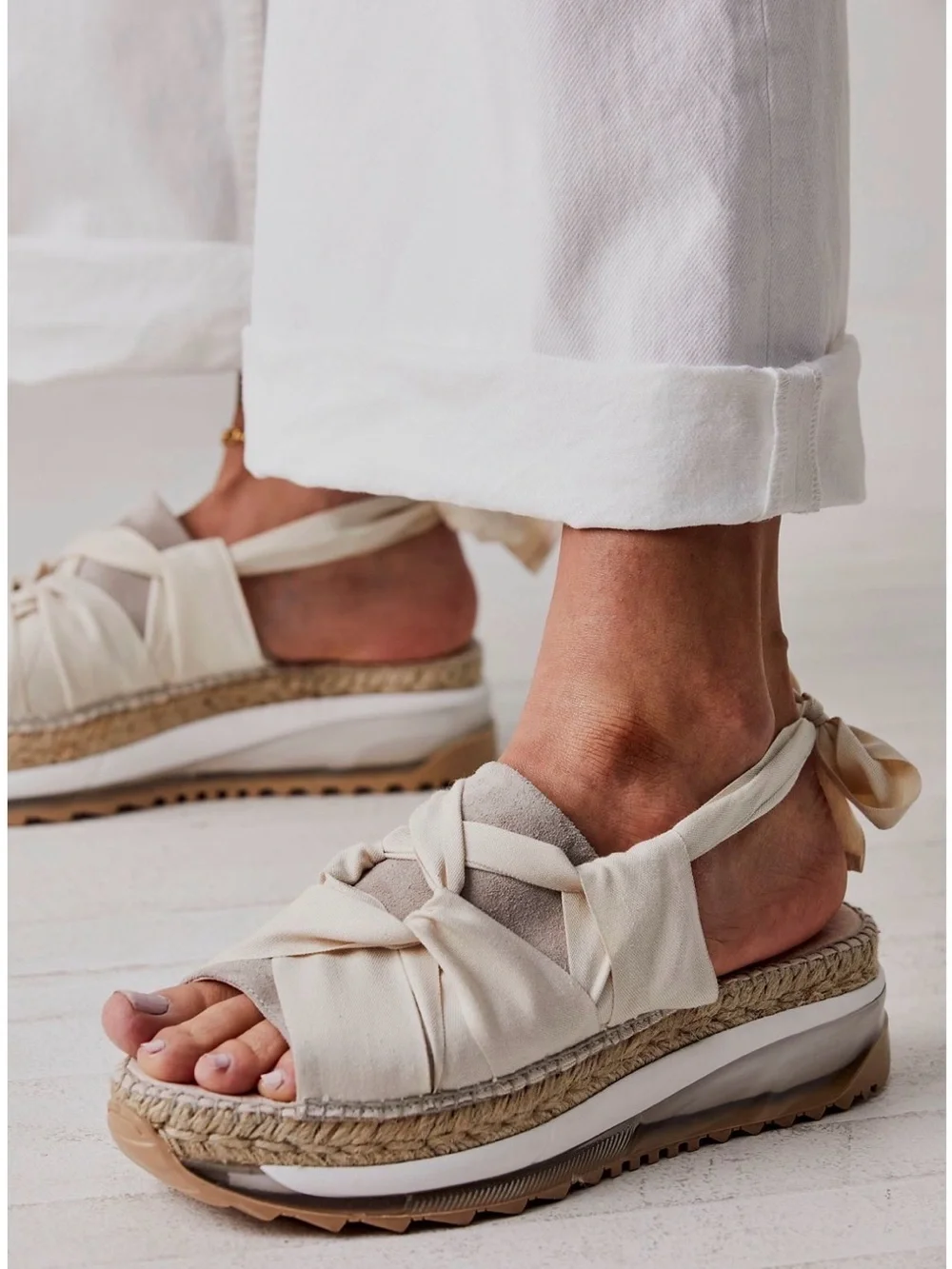 Brand New Free People Chapmin Sport Espadrille Sandals in Ivory Size 8 / EU 38